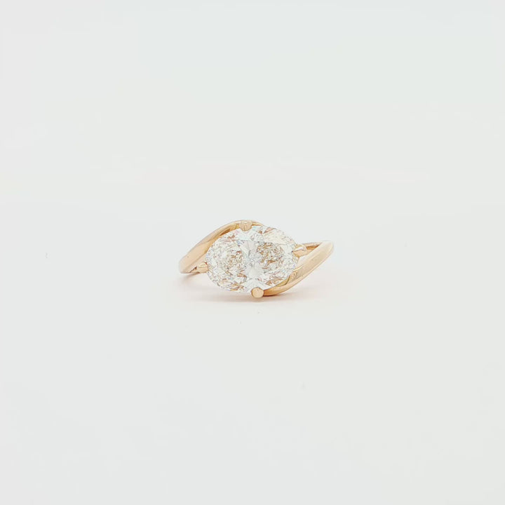 14KT Yellow Gold 2.50CT Oval Shape Lab Created Diamond Solitaire Engagement Ring.