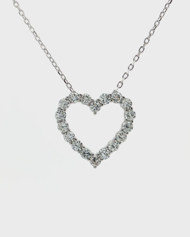 Black Friday 2025 Special Sterling Silver 18" 1.00CTW LAB Created Diamond Heart Necklace