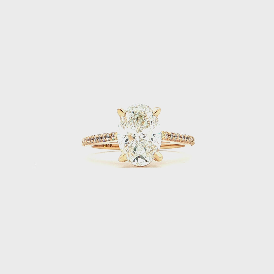 Graziella 14KT Yellow Gold 2.15CTW Oval Shape Modern Grown Diamond Accented Engagement Ring.