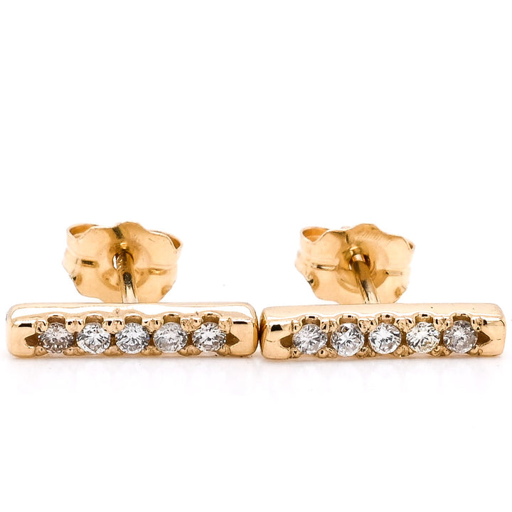 Graziella Originals 14KT Yellow Gold 0.12 CTW Bar Style Post Back Diamond Earrings